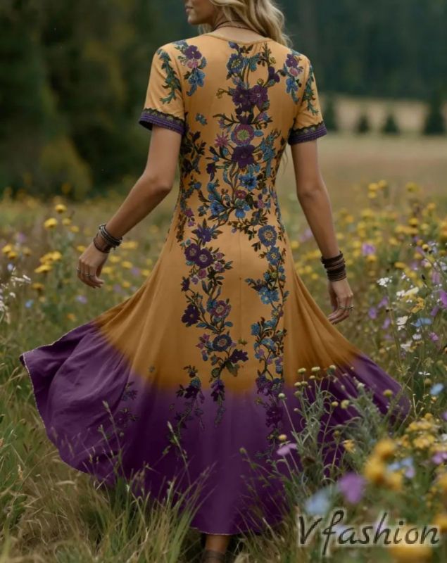 Еластична рокля с принт цветя