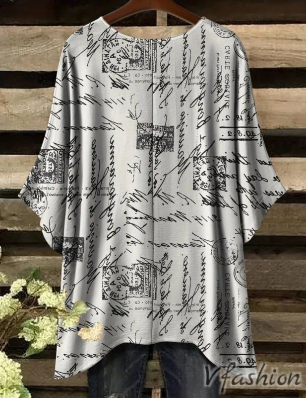 Еластична блуза с принт надписи