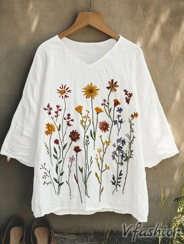 Блуза с бродерии - бяла