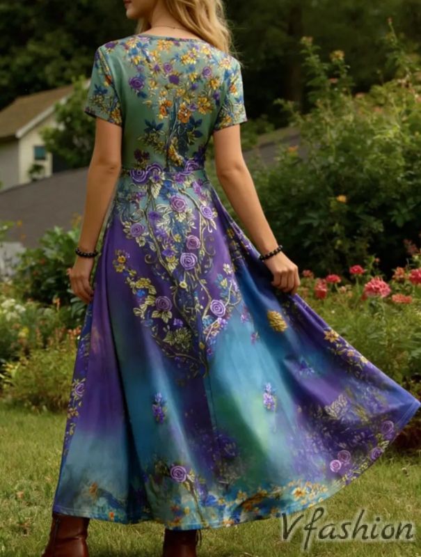 Еластична рокля на цветя 