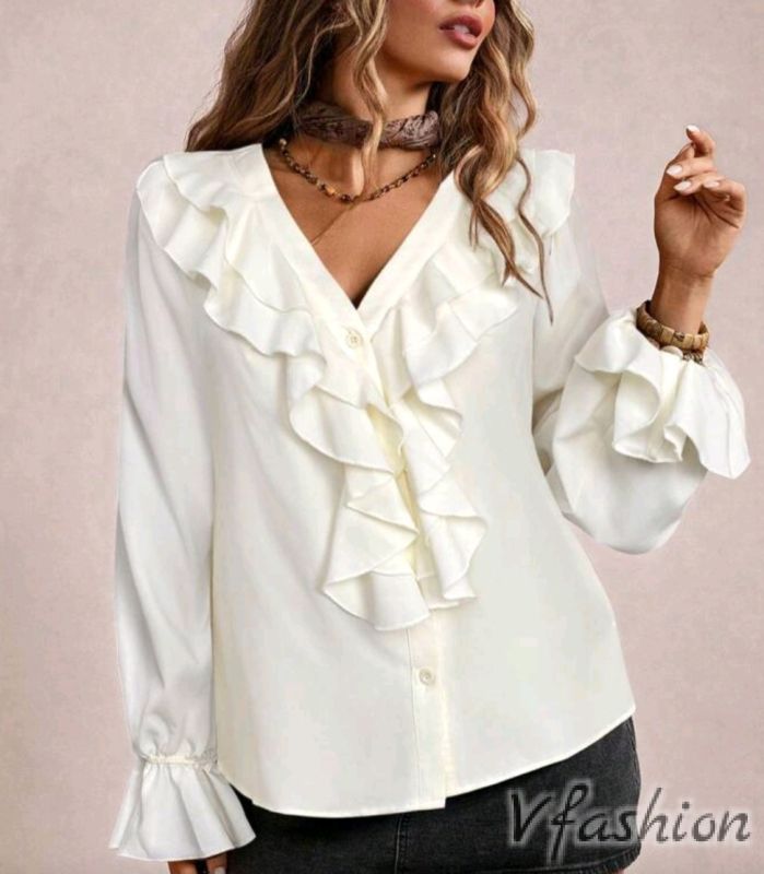 Риза с волани - бяла