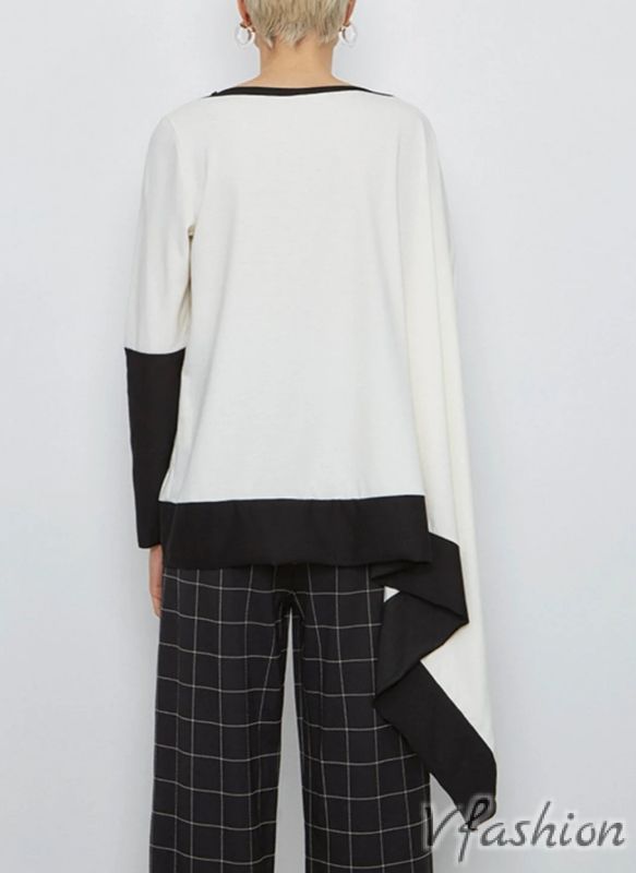 Асиметрична блуза - бяло и черно