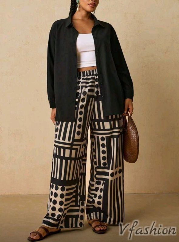 Комплект риза и панталон в черно и бяло