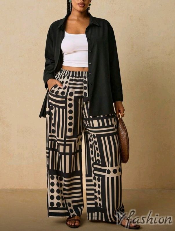 Комплект риза и панталон в черно и бяло