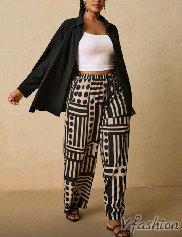 Комплект риза и панталон в черно и бяло