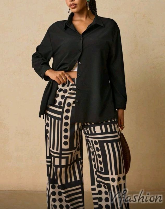 Комплект риза и панталон в черно и бяло